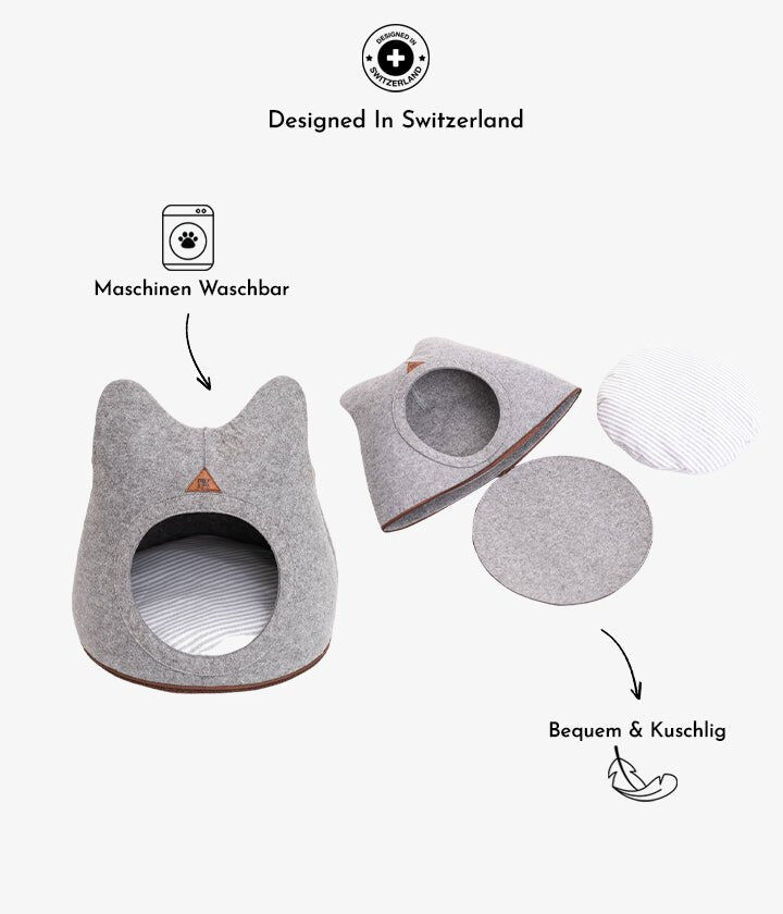 Pet and Co Cueva De Cama De Lana Gris Nala para Gatos thumbnail