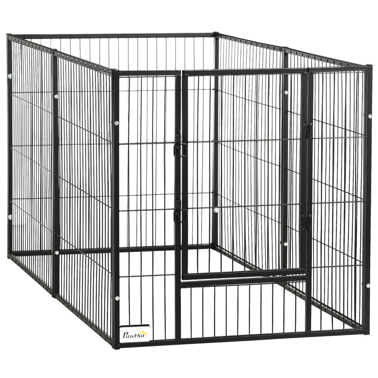 PawHut Parque negro de 6 Paneles con Ancho Ajustable para mascotas, , large image number null
