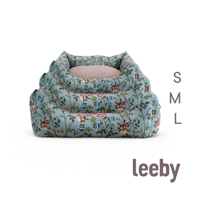 Leeby Cuna Desenfundable Turquesa de Flores para perros thumbnail