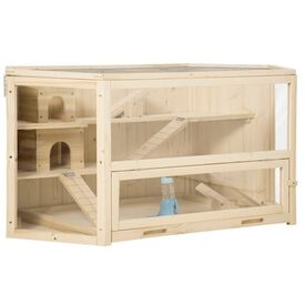 PawHut jaula de madera 3 pisos para hámsters