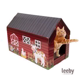 Leeby Hattie casita rascador de cartón con estampado de granja para gatos