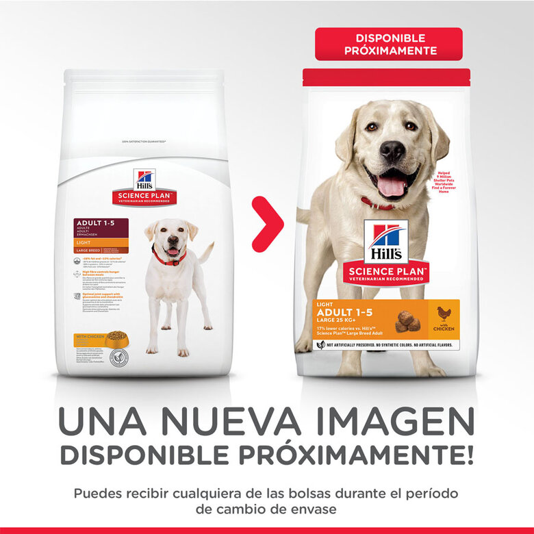 Hill's Science Plan Light Adult Pollo pienso para perros, , large image number null