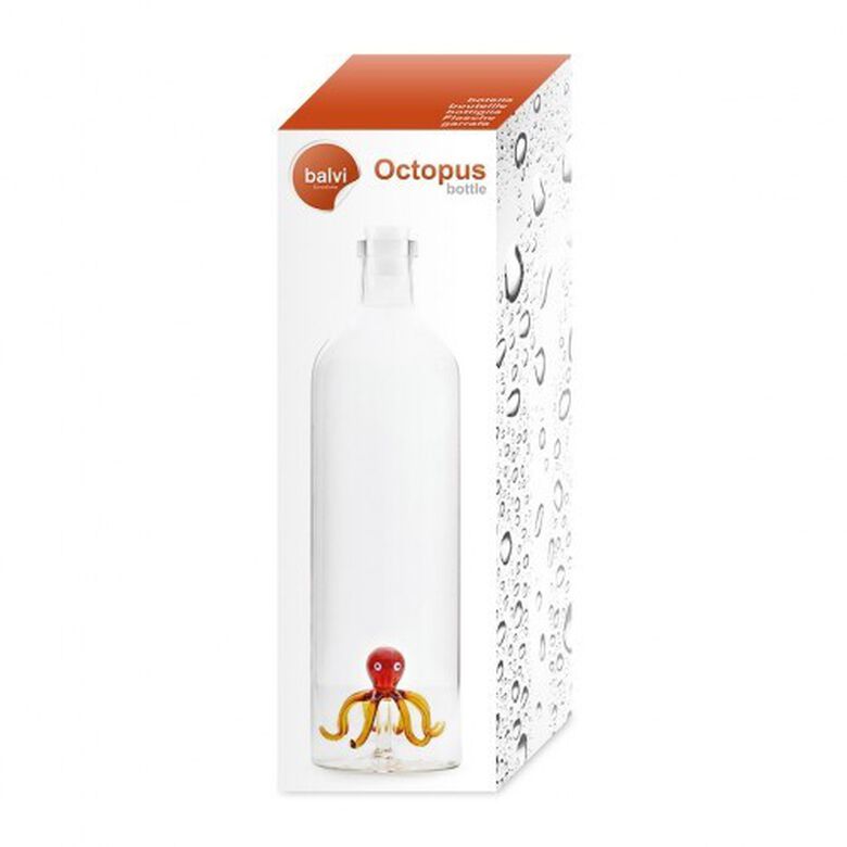 Botella de vidrio para agua con figura de un pulpo color Blanco thumbnail