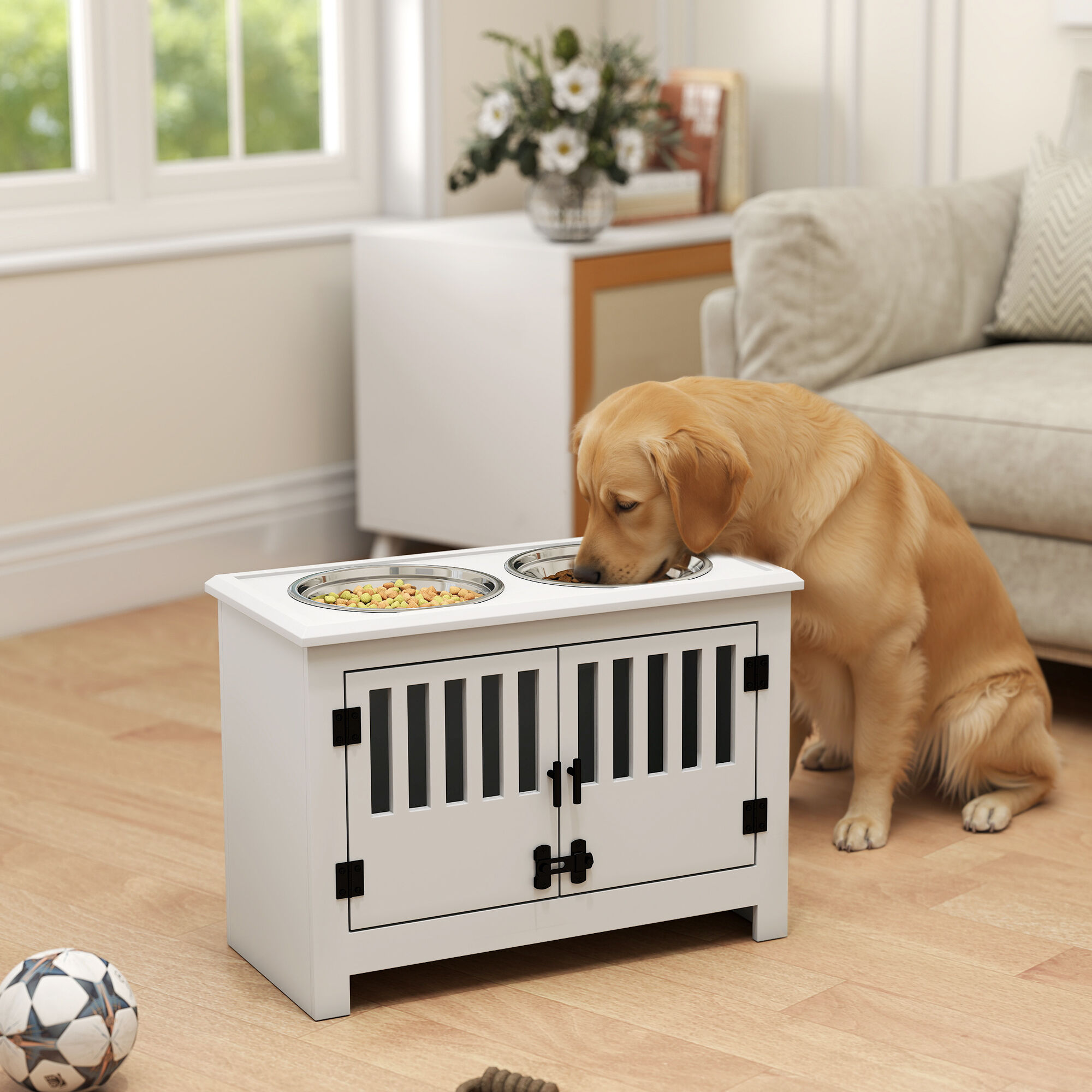 PawHut Comedero para Perro Blanco, , large Imagen numero 2