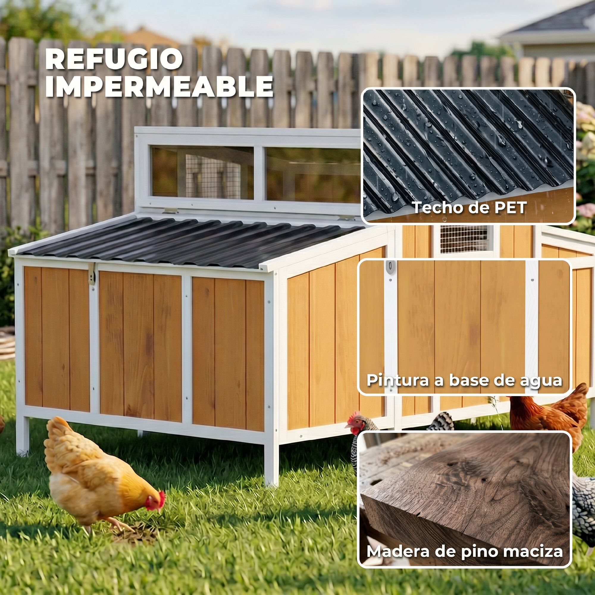 PawHut Gallinero Amarillo, , large Imagen numero 5