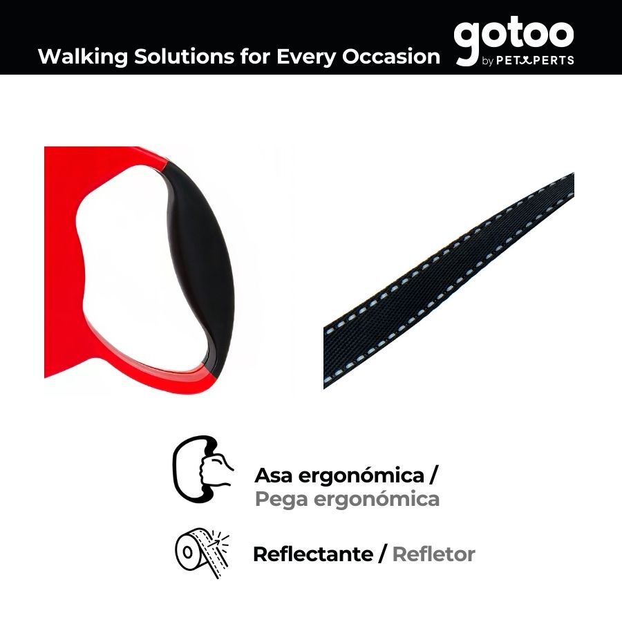 Gotoo Correa extensible roja para perros thumbnail