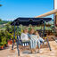 Outsunny Columpio Balancín de Jardín Exterior 2-3 Plazas para Familias de Metal con Cojín y Techo Ajustable para Balcón Terraza Carga 200 kg 170x110x153 cm Raya Azul, , large indicador imagen numero 2