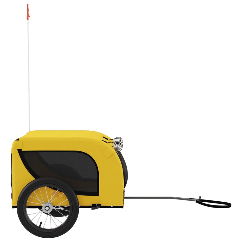vidaXL Remolque bicicleta de perros hierro tela Oxford amarillo negro, , large image number null