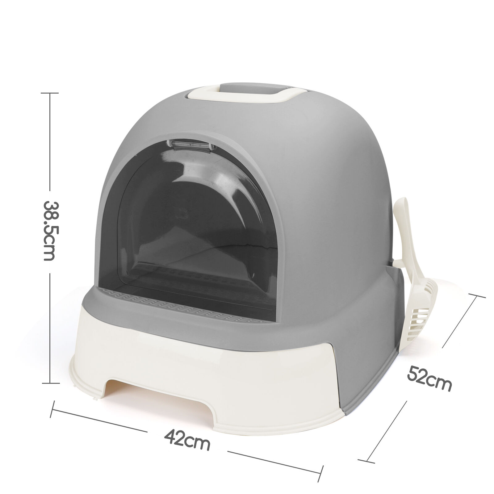 Nobleza - Cajas de Arena para Gatos, Arenero Gatos Cubierto con Cajon, Arenero para Gatos Grande Cerrado, Caja de Arena Cagadero Gato sin Olores con Pala, L52*W42*H38.5CM, Gris, , large Imagen numero 2