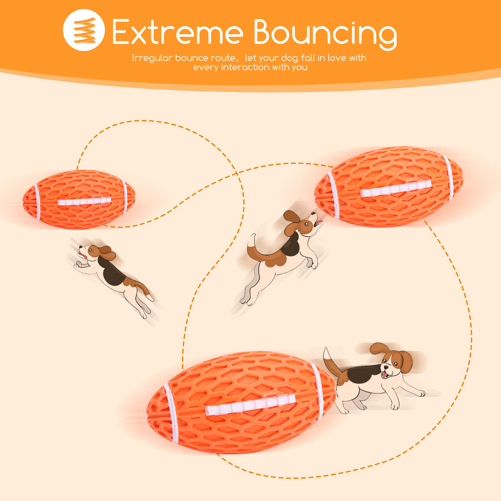 Nobleza Pelota Perros con Sonido, Pelota de Juguete para Perros Interactivo, Squeak Juguetes para Perro Rugby, Pelota Perro Masticar, Pelota Perro Indestructible de Caucho Natural, L10.3*W5.6CM, , large Imagen numero 4