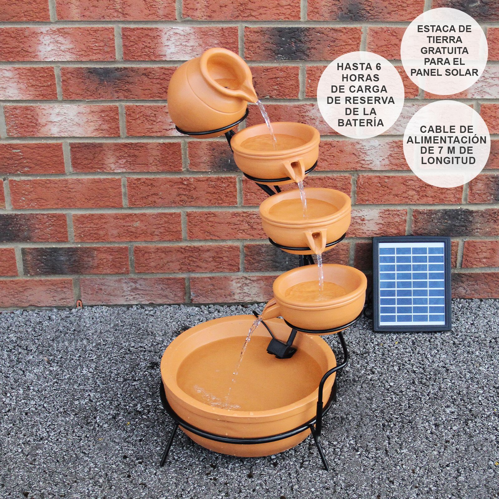 Fuente de Agua Bebedero para Gatos con Energ&iacute;a Solar - Terracota, , large Imagen numero 5