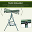 Outsunny Columpio Balancín de Jardín Exterior de 3 Plazas con Cojín Techo Ajustable y Marco de Metal para Balcón Terraza Patio Carga Máx. 200 kg 172x110x153 cm Raya Verde, , large indicador imagen numero 5
