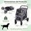 COSTWAY Carrito para Perros Plegable Grande, Cochecito para Mascotas con Ruedas, Toldo Ajustable de Malla, Bolsillos de Almacenamiento y Cintur&oacute;n de Seguridad, Carga 40 kg, 96 x 71 x 102,5 cm, Gris, , large indicador imagen numero 5