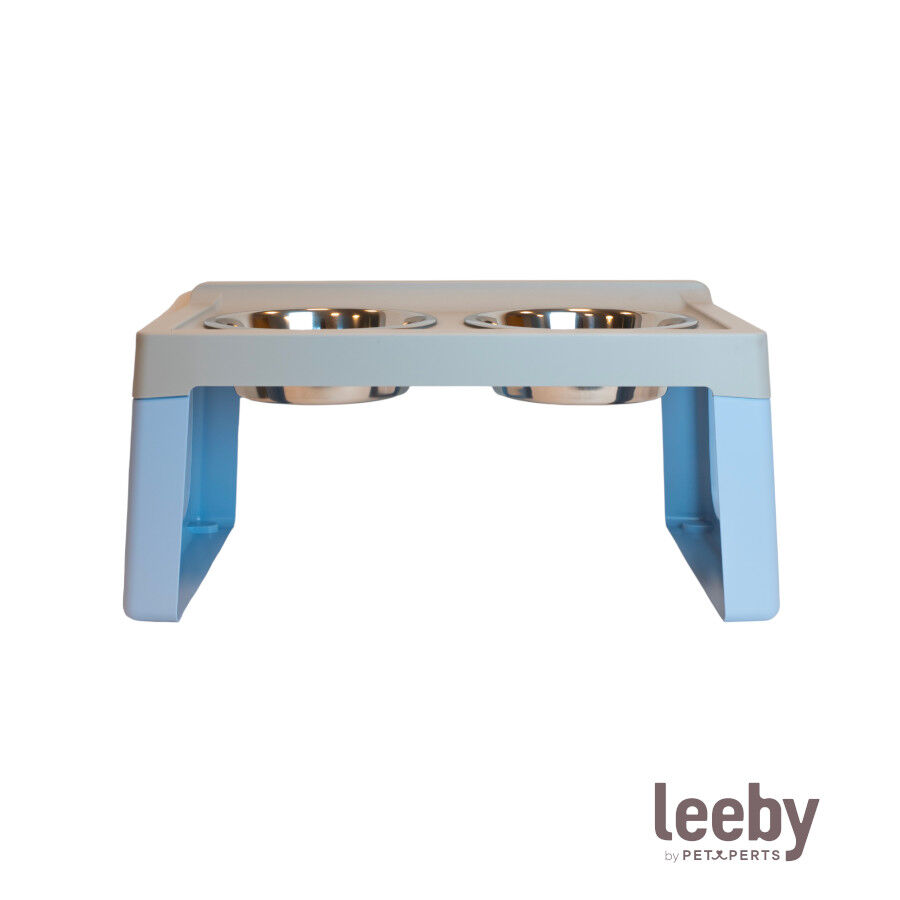 Leeby Comedero Doble de Acero Inoxidable Color Azul para perros, , large Imagen numero 2