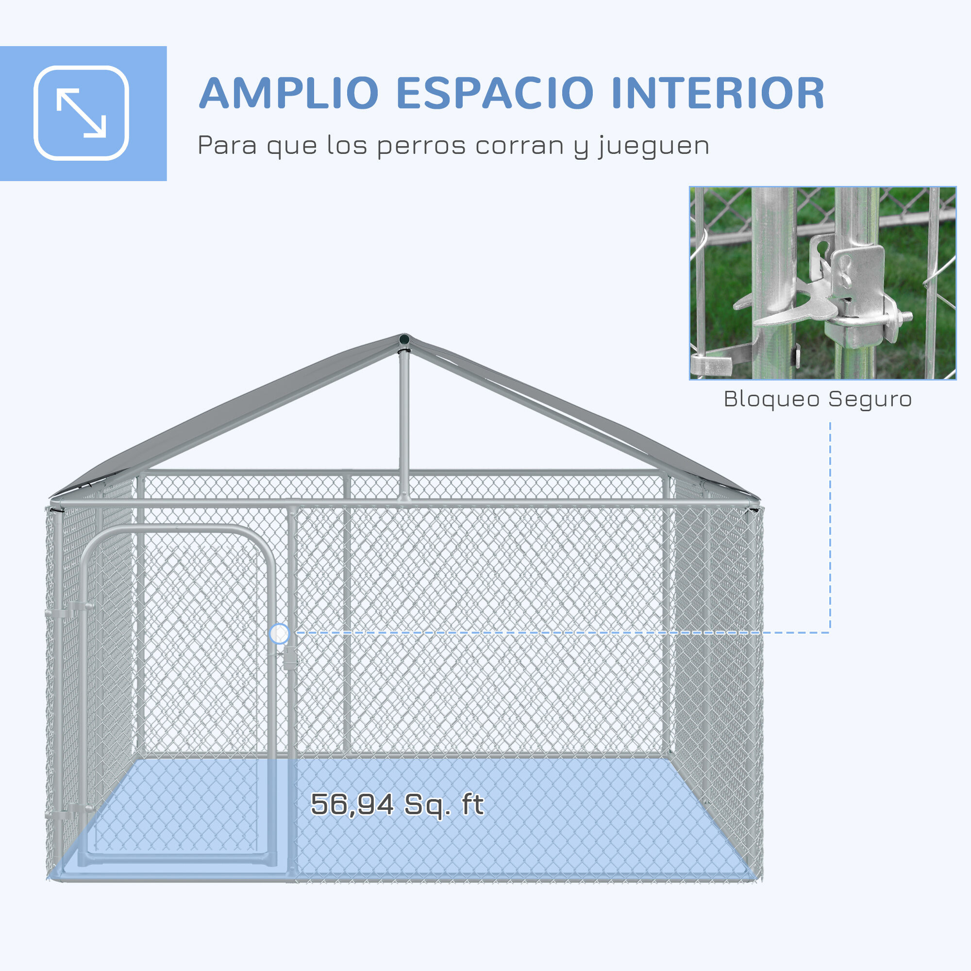 PawHut Perrera de Exterior con Toldo, , large Imagen numero 4