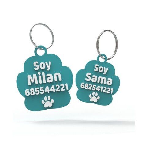 Seron chapa identificativa con nombre turquesa para mascotas, , large Imagen numero 1