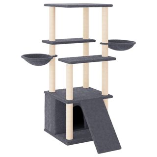vidaXL Rascador Postes de sisal Gris Oscuro 133 cm para gatos