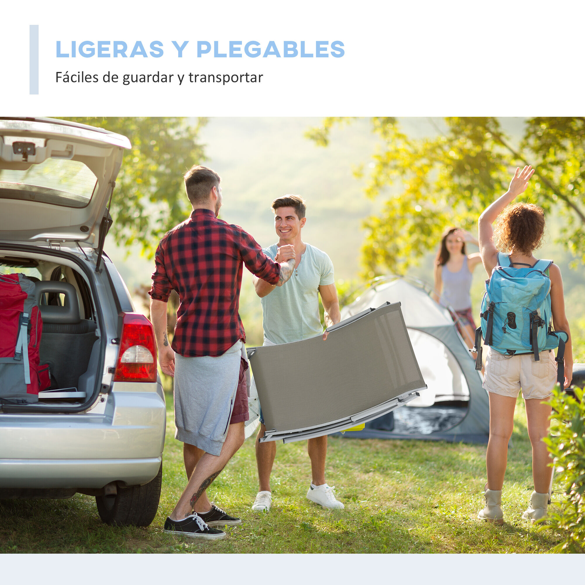 Outsunny Conjunto de Tumbonas Gris, , large Imagen numero 5