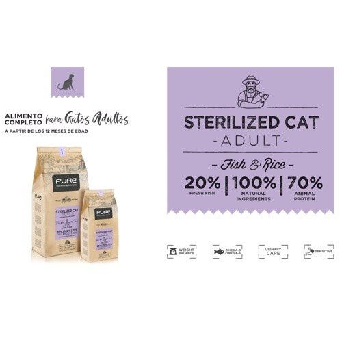 Pure sterilized pienso pescado y arroz para gatos adultos, , large Imagen numero 2