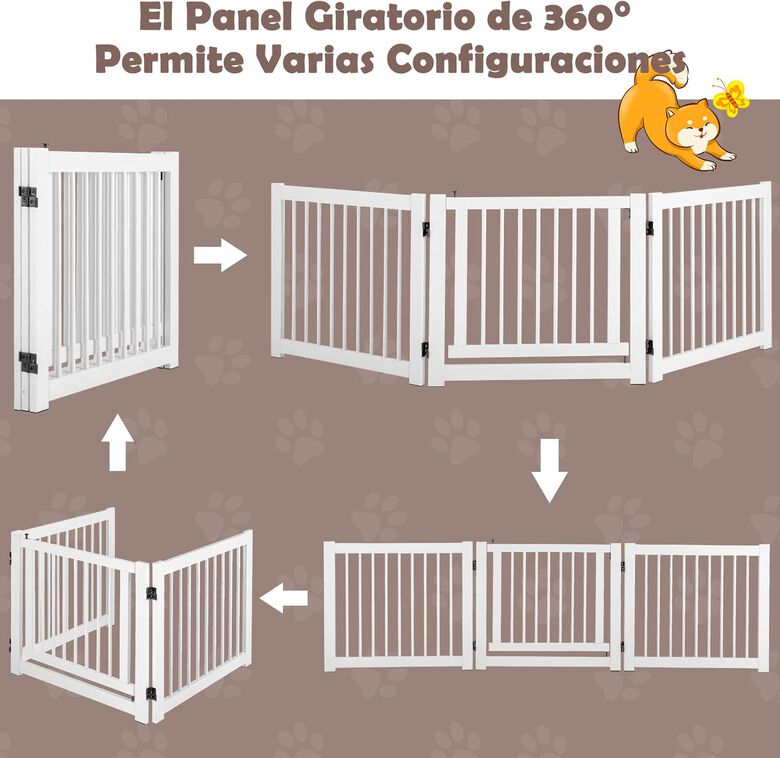 COSTWAY Barrera Plegable de 3 Paneles para Perros 210 x 61 x 1,8 cm para Perros thumbnail