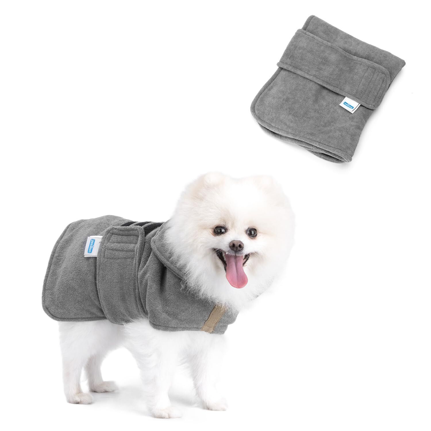 Nobleza Albornoz para Perros con Velcro, Superabsorbente y de Secado r&aacute;pido, Albornoz de Microfibra para Todos los Gatos y Perros, Toalla Suave para Perros (XL Gris), , large Imagen numero 6