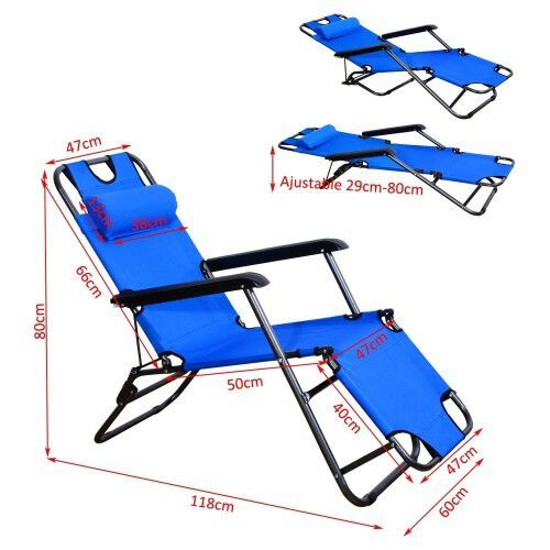 Tumbona reclinable Outsunny de Jard&iacute;n color Azul, , large Imagen numero 4