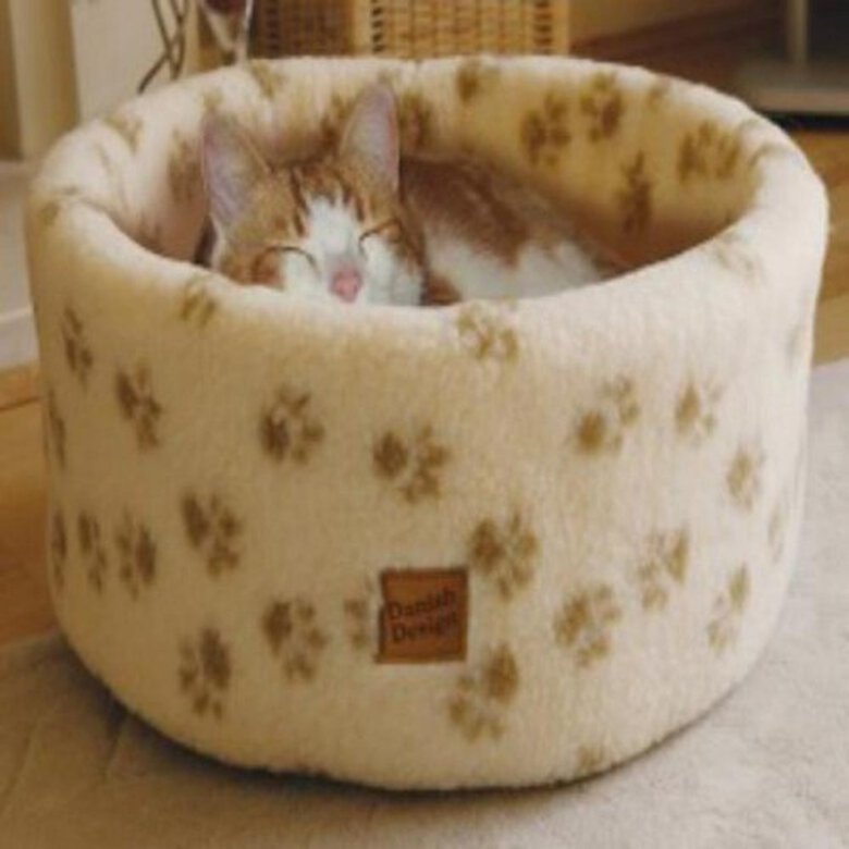 Cama cómoda con estampado de huellas para gato color Crema, , large image number null