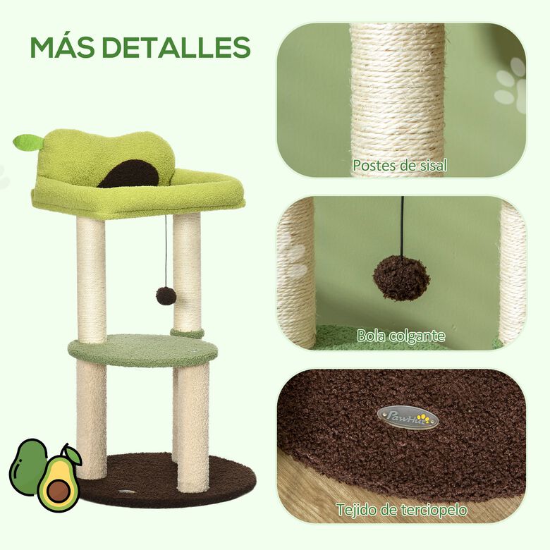 PawHut Árbol Rascador para Gatos en Forma de Aguacate verde thumbnail