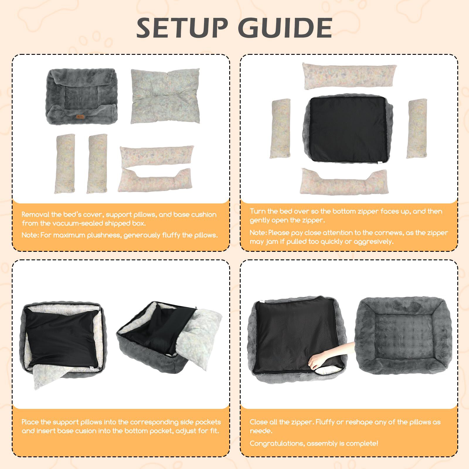 Nobleza Cama Perros Peque&ntilde;os, Cama Gatos Peludo y Mullido, Felpa de Burbujas Ultra Suave, Acolchado Reforzado, Funda Desenfundable F&aacute;cil Limpieza, Base Antideslizante, 85x75x20cm, Gris, , large Imagen numero 5