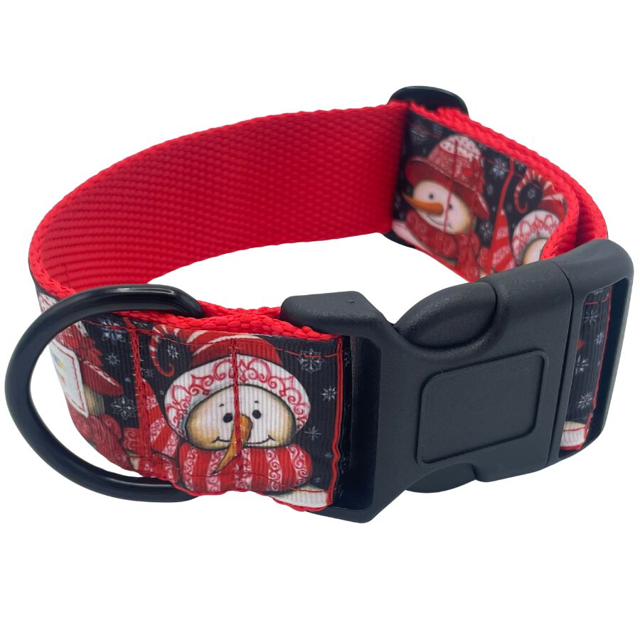 EGV - Collar click Navidad 4 cm ancho, Collar galgo hecho a mano en Espa&ntilde;a (Mu&ntilde;eco de nieve), , large Imagen numero 2