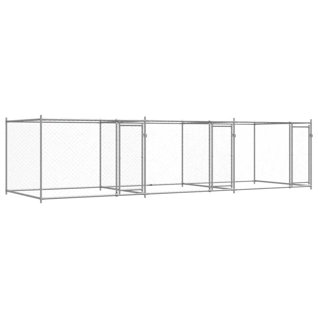 vidaXL Jaula de perros con puertas acero galvanizado gris 8x2x1,5 m, , large Imagen numero 14