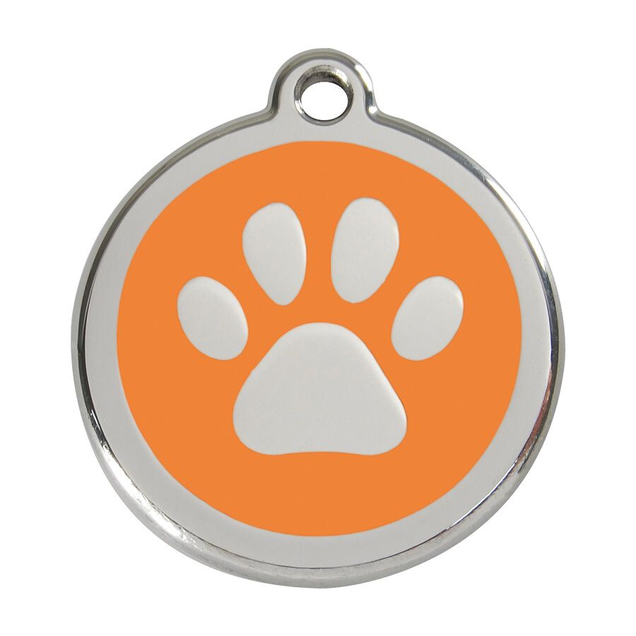 Placa identificativa Acero Inoxidable Esmalte Huella perro Naranja para perros, , large Imagen numero 1