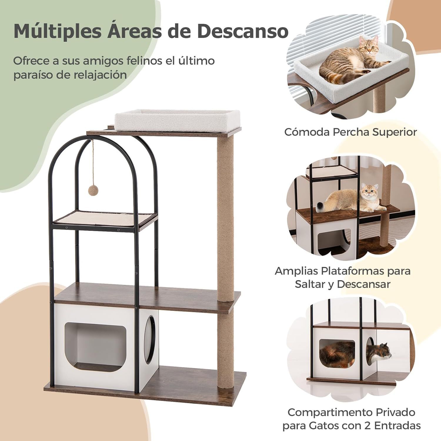 COSTWAY Torre rascador con Marco de Metal para Gatos thumbnail