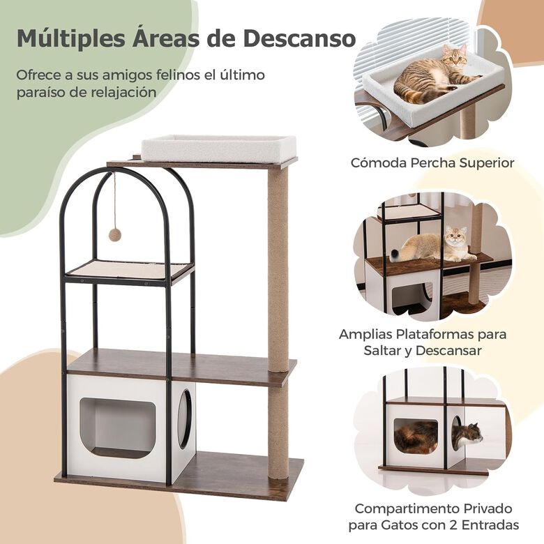 COSTWAY Torre rascador con Marco de Metal para Gatos thumbnail