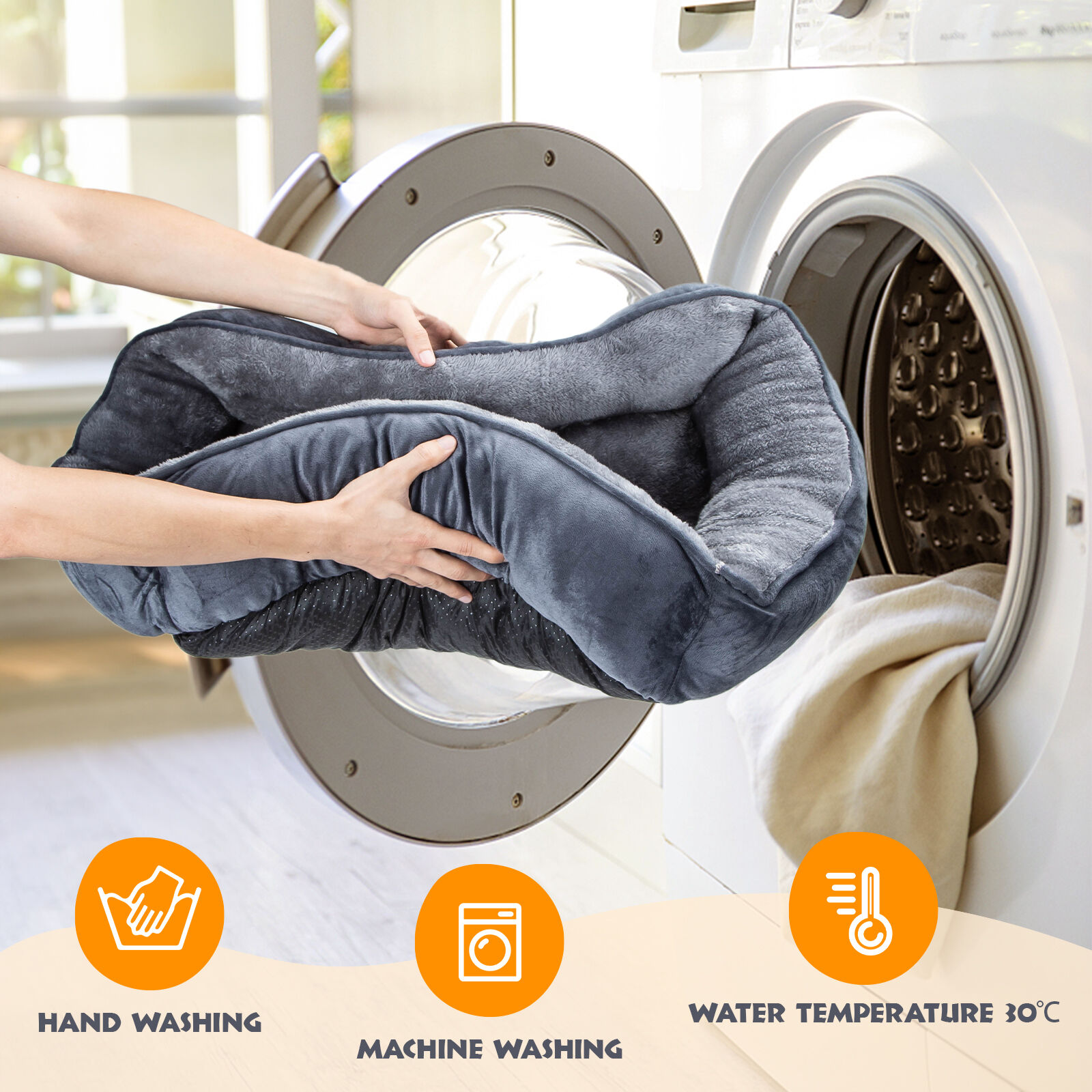 Nobleza Cama Cuna Lavable Gris para perros thumbnail