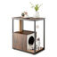 COSTWAY Mesa Auxiliar con Casa para Gatos, Tapete Rascador Extraíble, Juguete de Bola Colgante, Dispositivo Antivuelco para Sala y Dormitorio (Marrón), , large indicador imagen numero 1