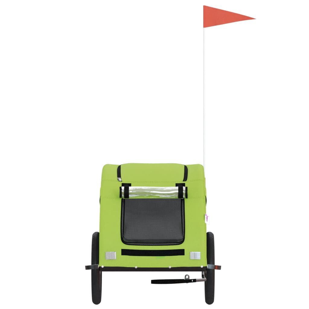 vidaXL Remolque de bicicleta mascotas hierro tela Oxford verde, , large Imagen numero 4