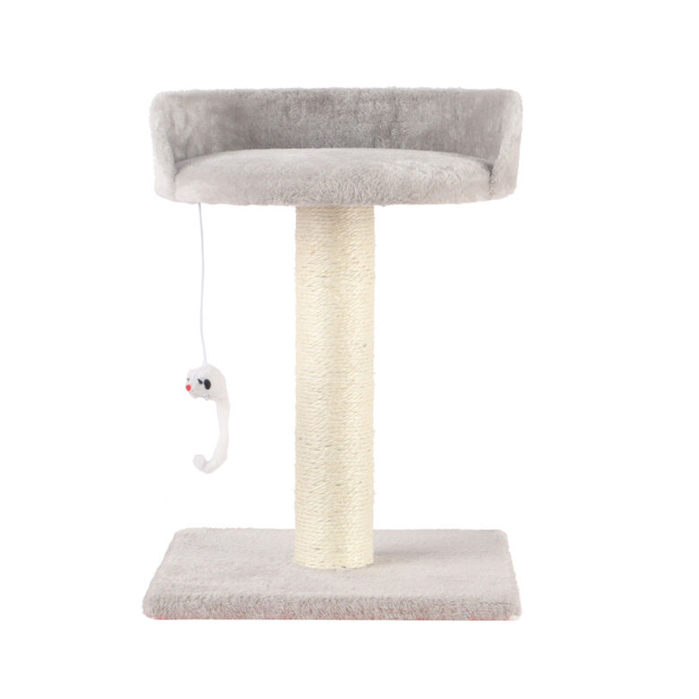 Leeby Tigrou rascador con cama y juguete gris para gatos thumbnail