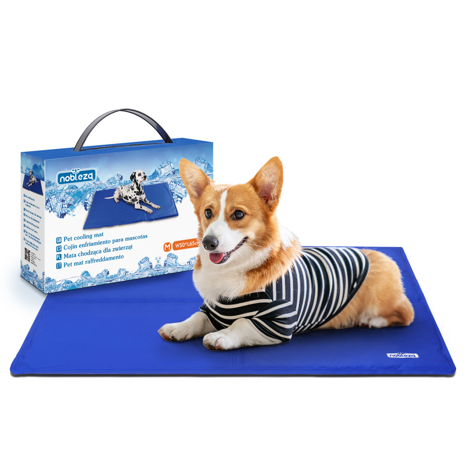 Nobleza - Alfombrilla refrescante para mascotas grandes. Auto refrigerante No t&oacute;xico. Ideal para para perros, gatos en verano. 50*40 cm, color azul, S, , large Imagen numero 11