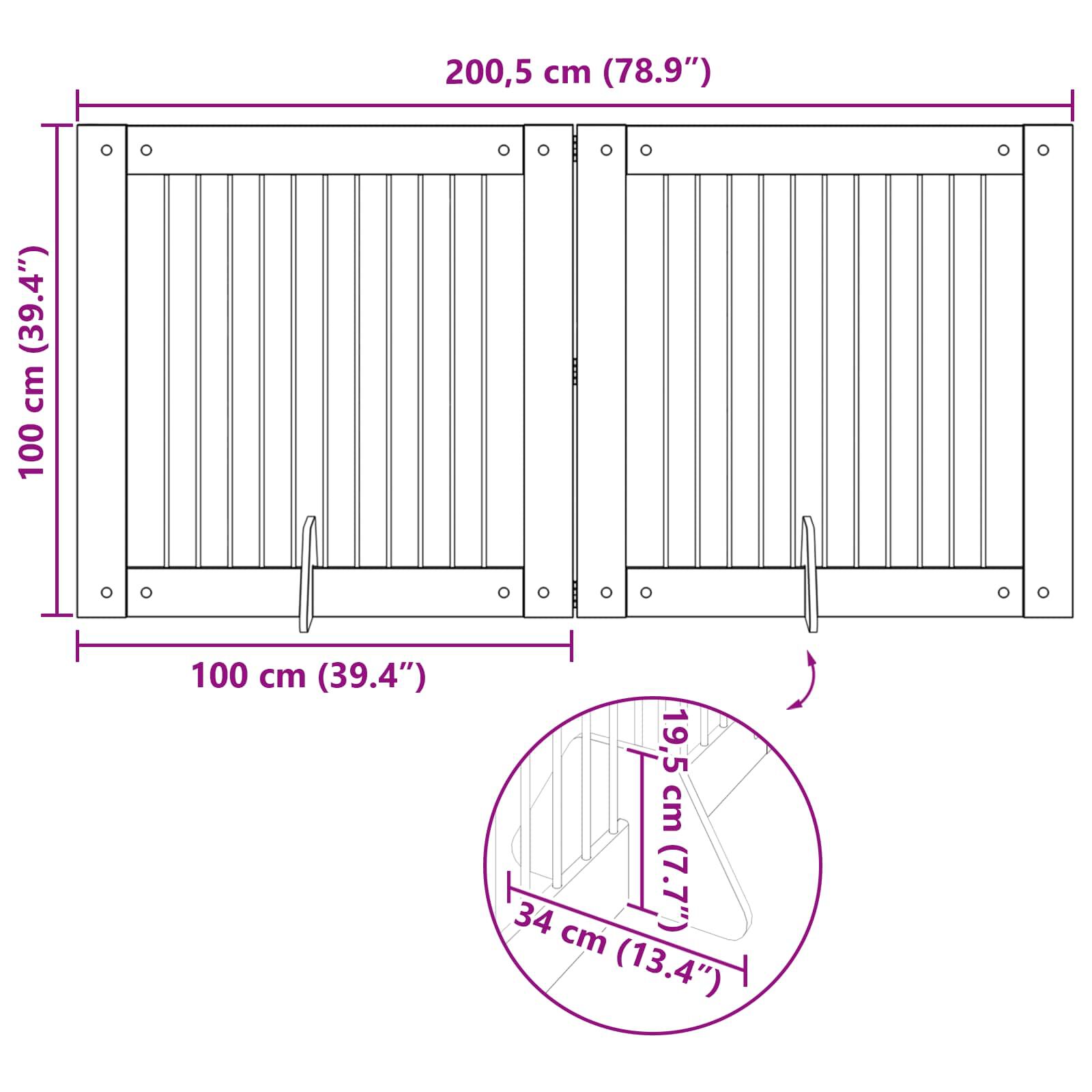 vidaXL Puerta de perro con soportes Madera de ingenier&iacute;a Contenci&oacute;n Mascotas, , large Imagen numero 4