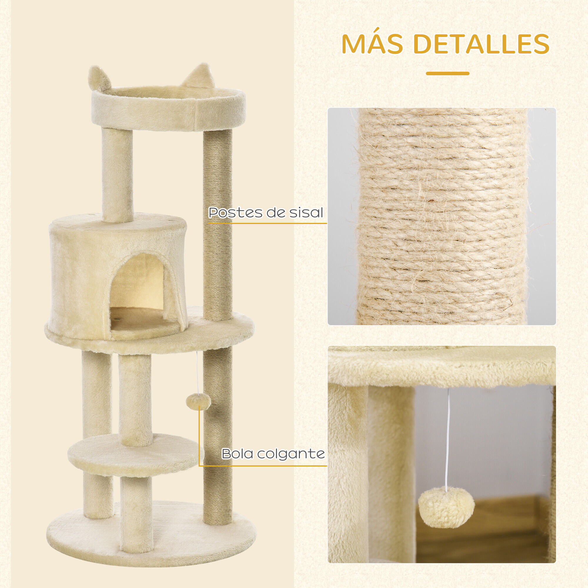 PawHut Árbol Crema para gatos thumbnail