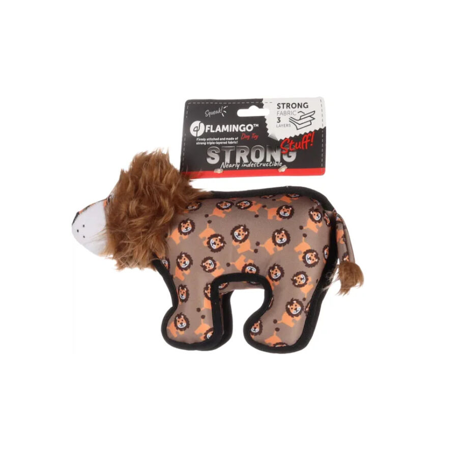Flamingo Strong Stuff Le&oacute;n de Peluche Marr&oacute;n para perros, , large Imagen numero 2