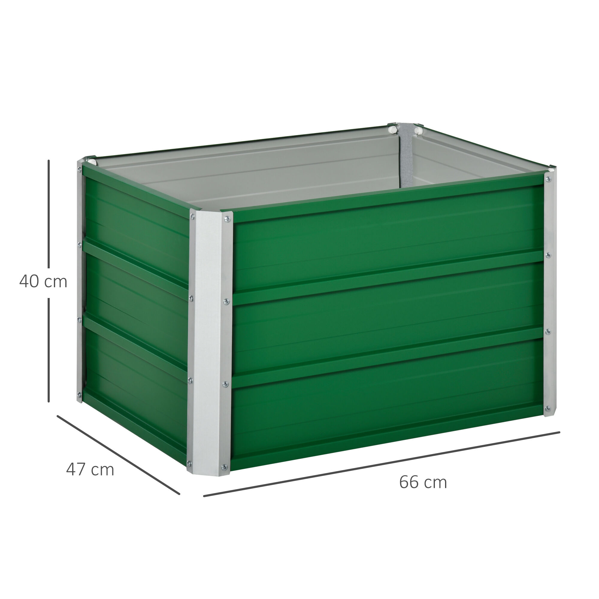 Outsunny Arriate Alto de Jard&iacute;n de Acero Incluye Guantes Huerto Urbano Jardinera Macetero Rectangular para Cultivos Plantas Flores para Exterior Terraza Balc&oacute;n 66x47x40 cm Verde, , large Imagen numero 3