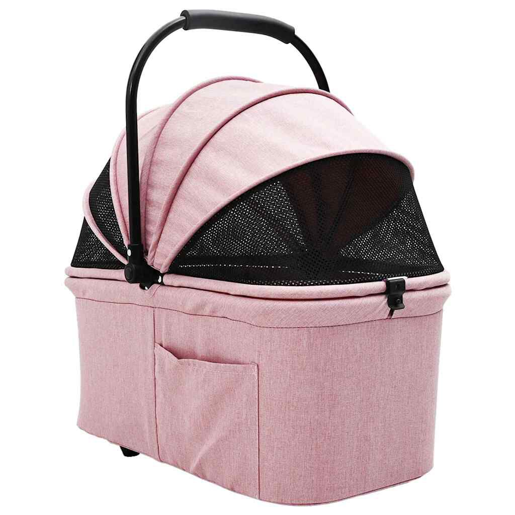 vidaXL Carrito Plegable para Mascotas Ajustable Rosa 78 x 54 x 101 cm, , large Imagen numero 5