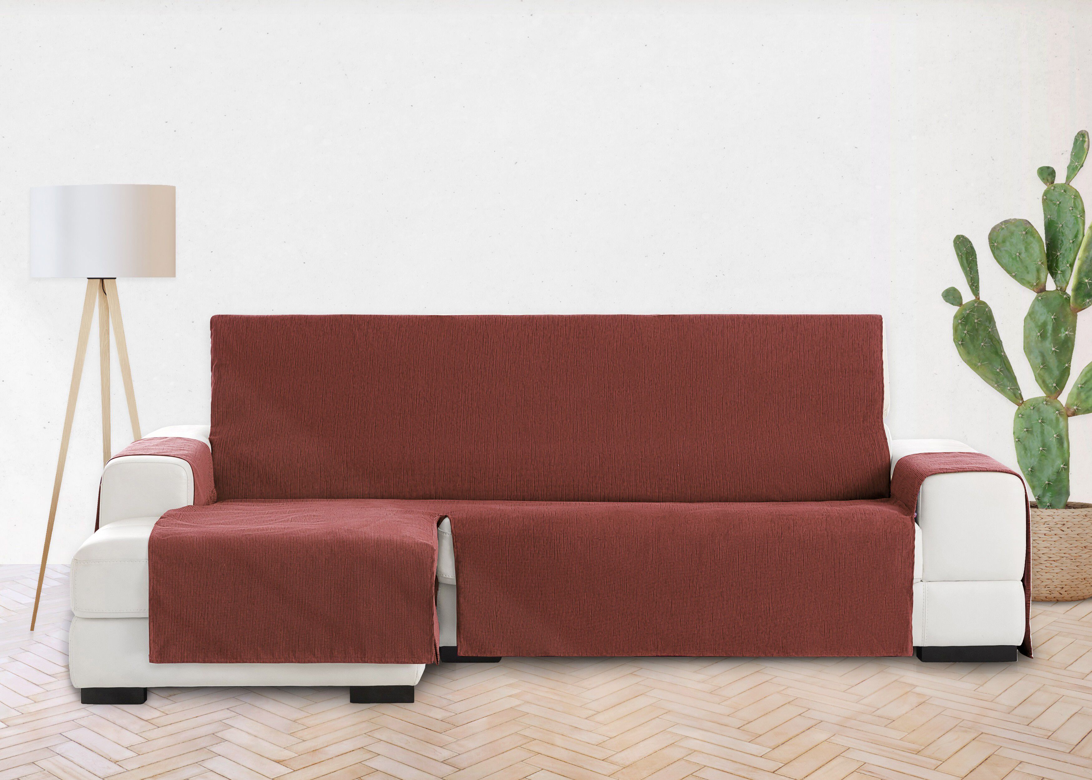 Vipalia Protector Funda Chaise Longue Lisa. Cubresofa Chenilla. Dise&ntilde;o Elite. Color Teja. Chaise Corto Izquierda, , large Imagen numero 3