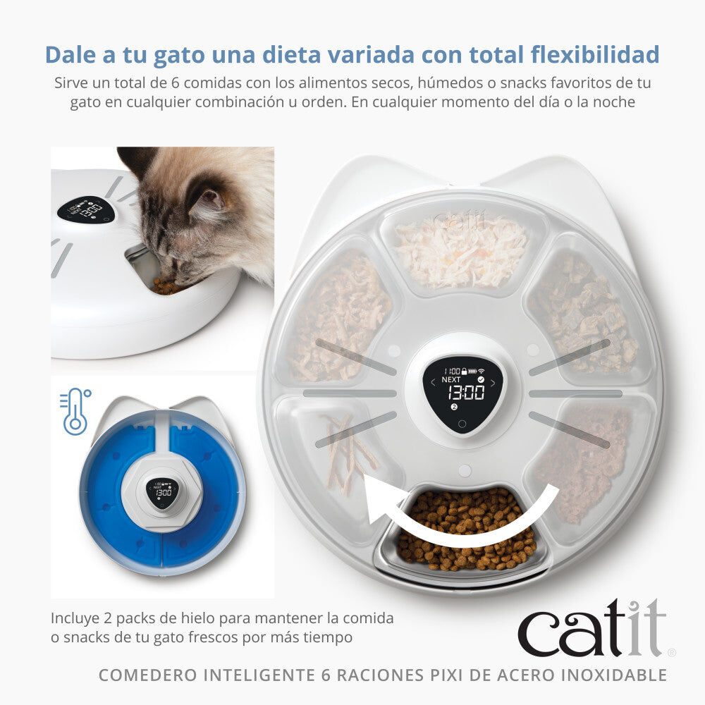 Comedero Inteligente 6 Raciones con Bandeja de Acero Inoxidable para gatos Catit PIXI, , large Imagen numero 2