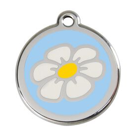 Red Dingo Placa identificativa Acero Inoxidable Esmalte Margarita Azul Claro para perros