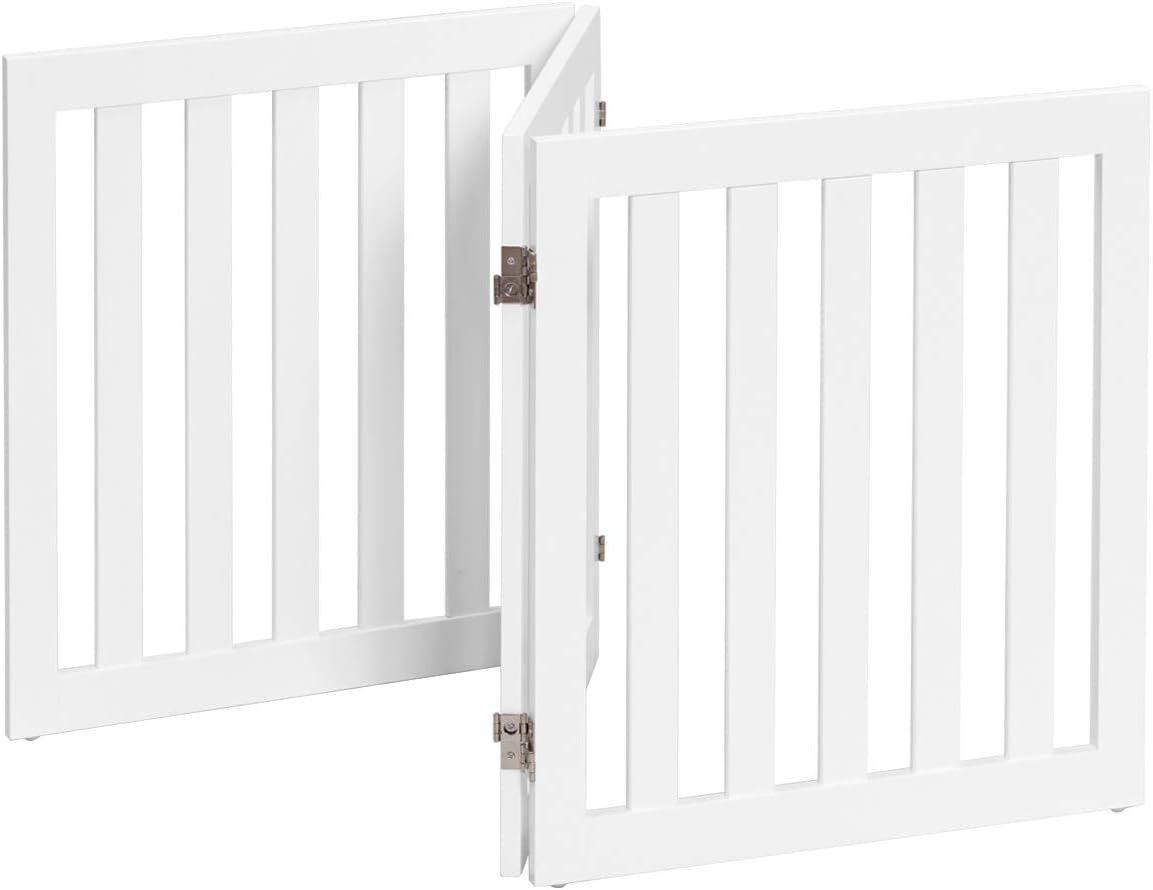 COSTWAY Cerca de Madera 60 cm Plegable para Mascotas Cerca Amplia Extra Giratoria a 360&deg;, Barrera Expandible (3 Paneles Blanco), , large Imagen numero 5