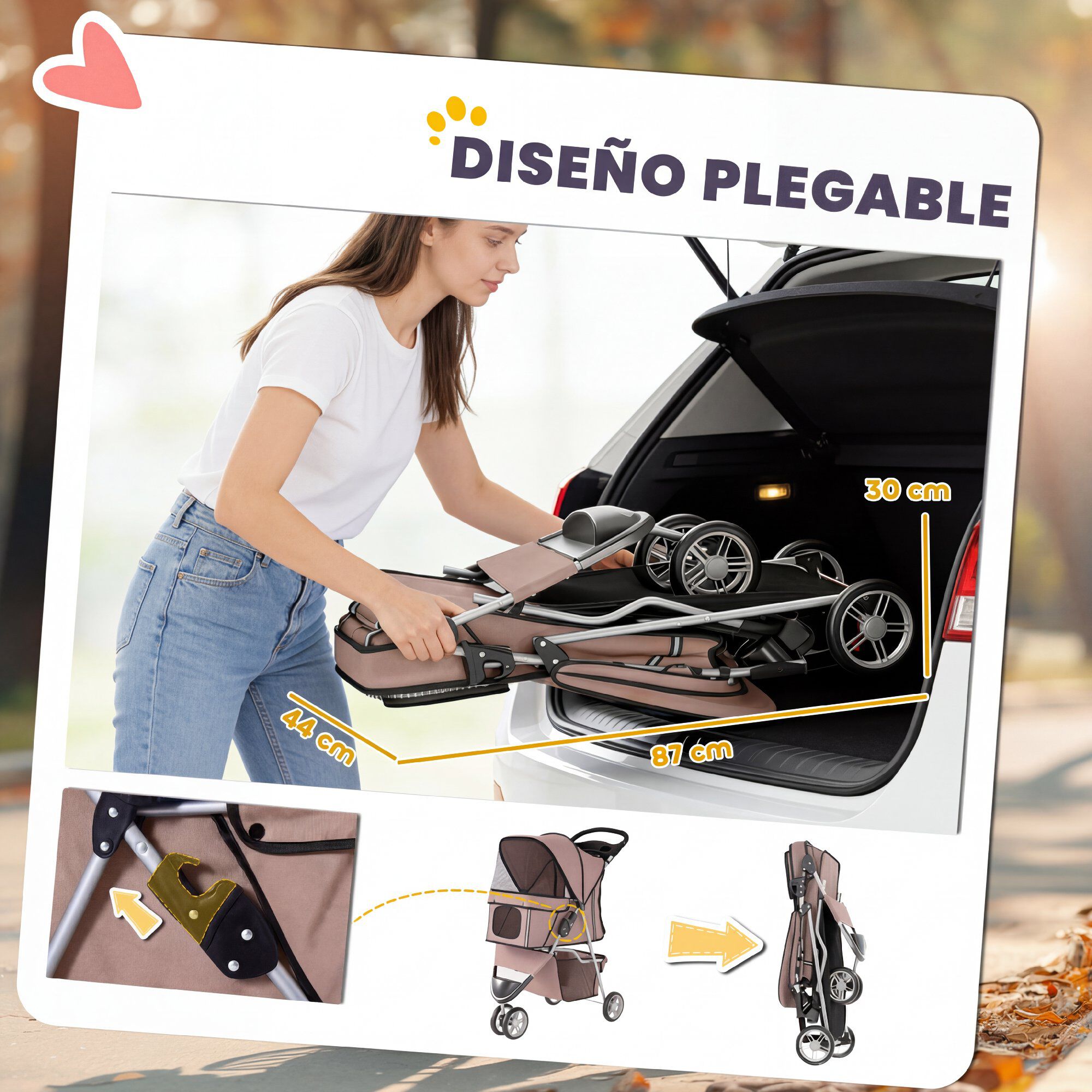 PawHut Carrito para Perro Caf&eacute;, , large Imagen numero 5