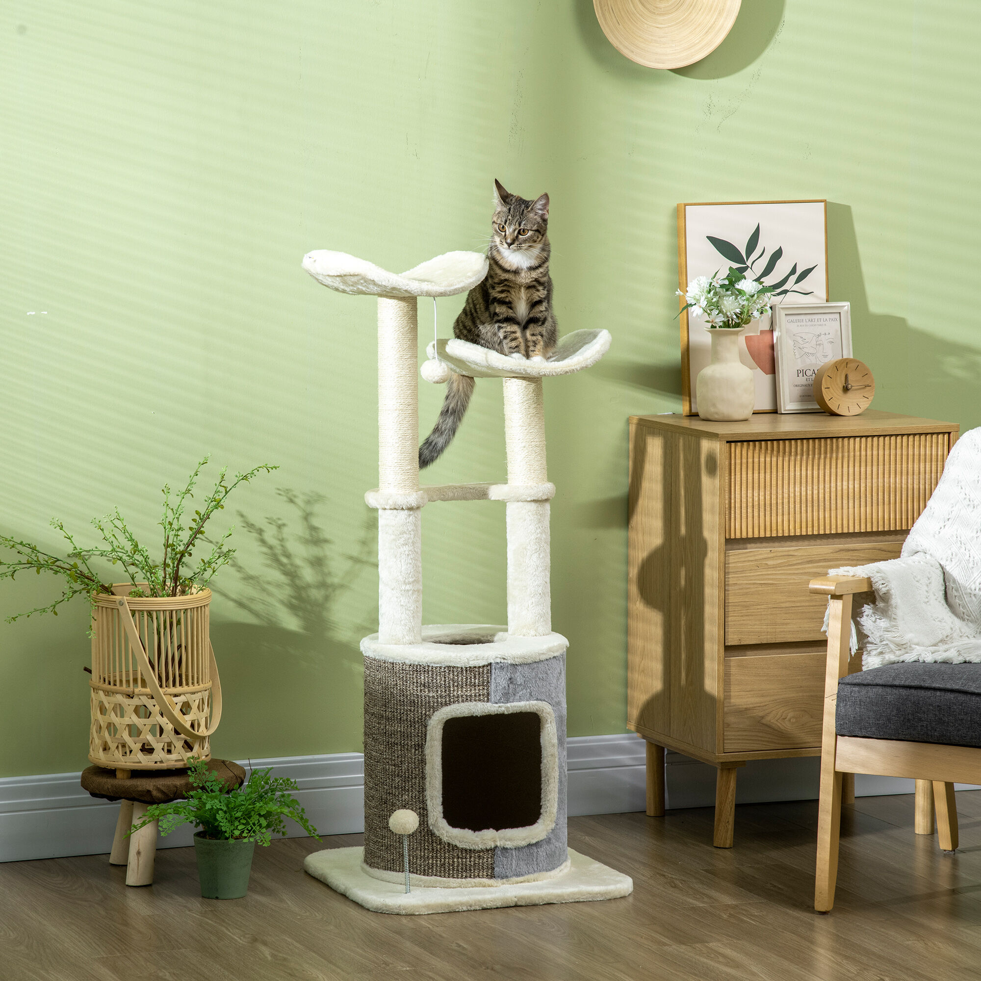 PawHut &Aacute;rbol Rascador Crema y Gris para gatos, , large Imagen numero 2